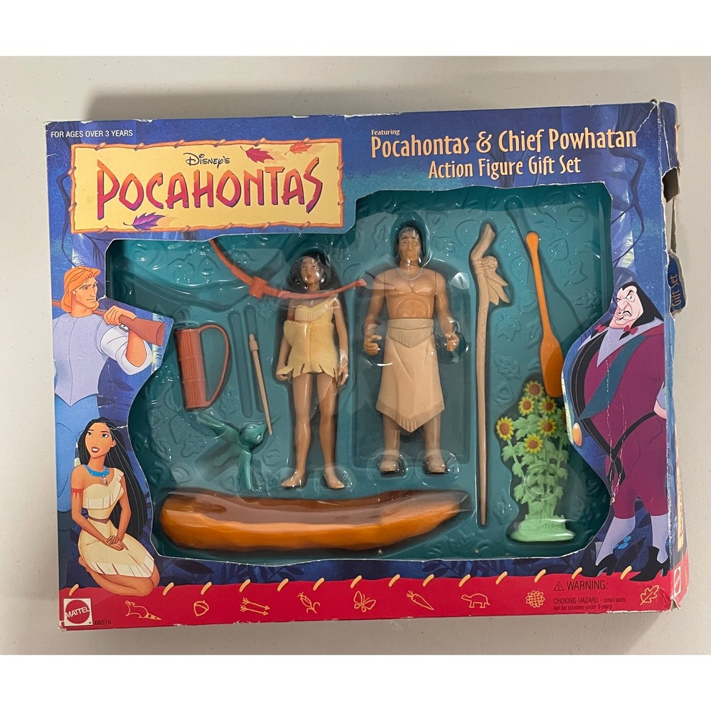Vintage 1995 Mattel Disney Pocahontas Chief Powhatan Action Figure Set